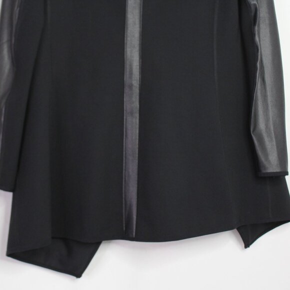 SPANX Faux Leather Convertible Jacket Black Coat Snap Drape Front Size XS - Picture 10 of 12